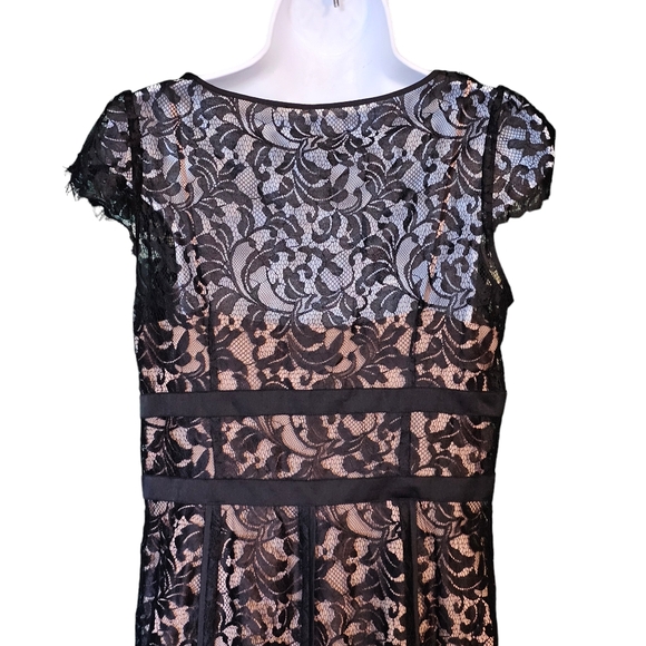 NWT Ann Taylor LOFT Classic Black Lace Lined Cocktail Party Midi Dress Size 8P - Picture 5 of 10
